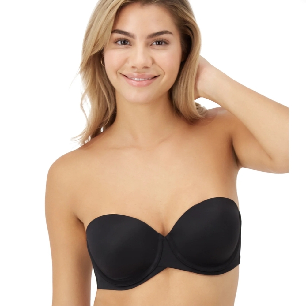 Maidenform Stay Put Black Strapless Push Up Underwire Bra 36B SN6990 NWT - Picture 2 of 12